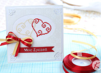 Dwa serduszka, czyli pierwszy test u Igiełki Dwa serduszka - kartka ślubna